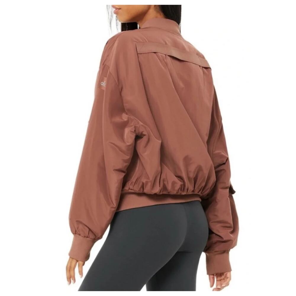 NEW ALO YOGA It Girl Bomber Jacket In Chestnut Size Small - Picture 5 of 15